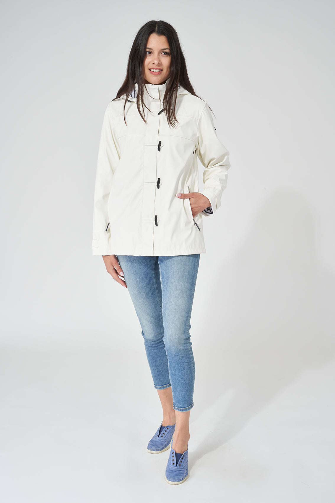 White Valencia Waterproof Lined Jacket
